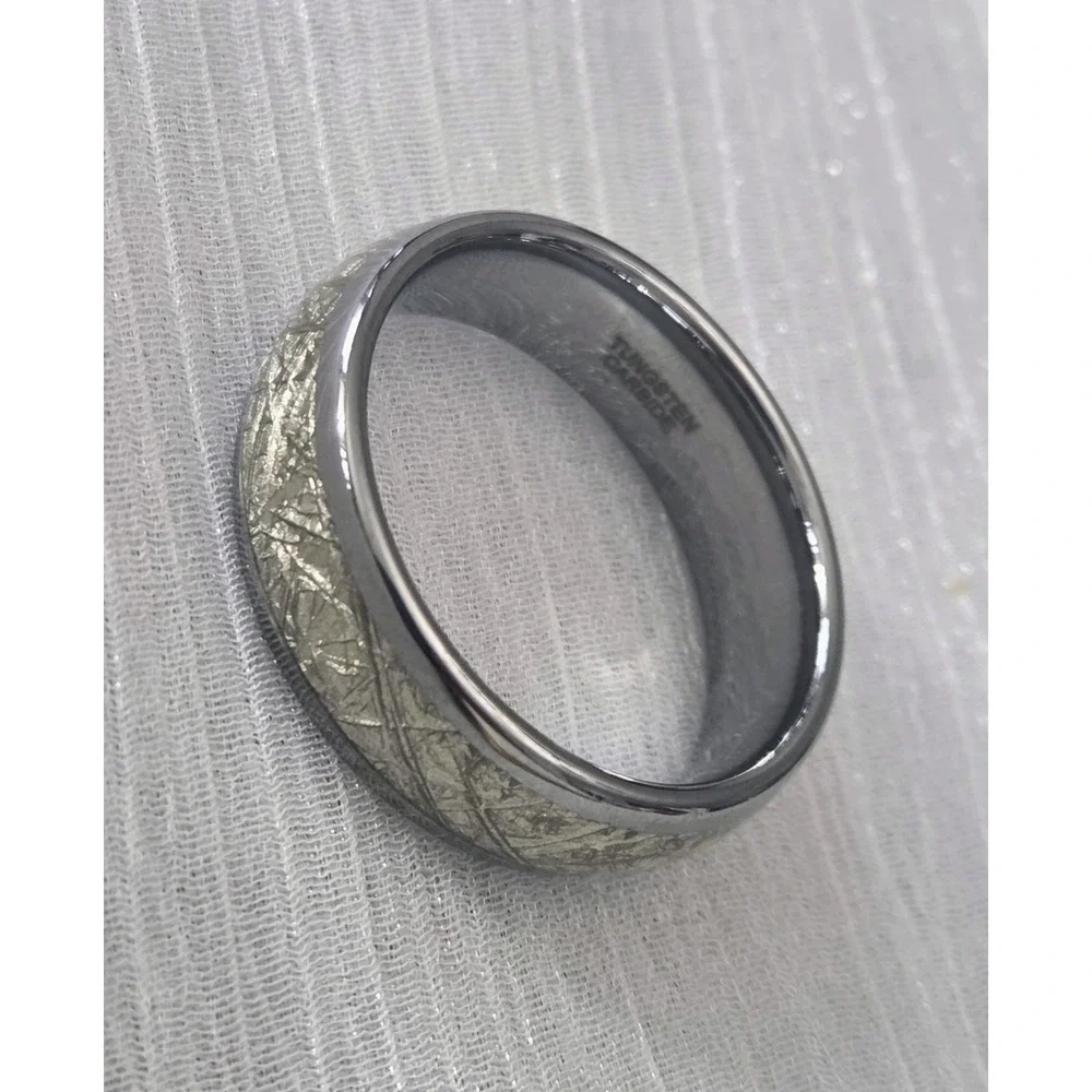 Meteorite Ring Engagement Wedding Tungsten Carbide Men's Band‎ Size 13.75